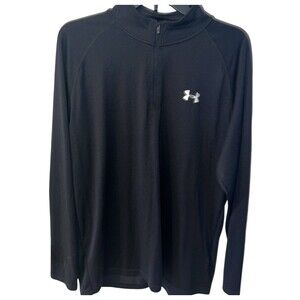 Under Armour Shirt Mens L Black Heat Gear Loose 1/4 Zip Pullover Workout Outdoor